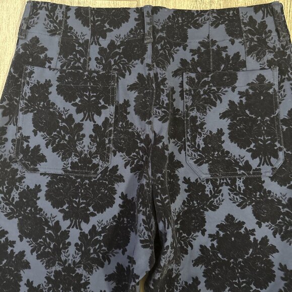 Anthropologie Maeve The Colette Crop Pants Wide Leg Blue Floral Size 33 - Picture 7 of 7